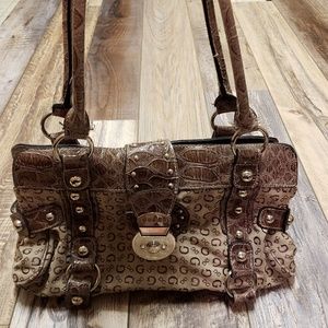 Faux Guess over the shoulder purse w/ animal print